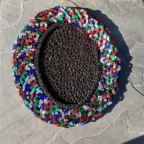 Vintage 1980s Multicolor Sequin Beret - Picture 5 of 5